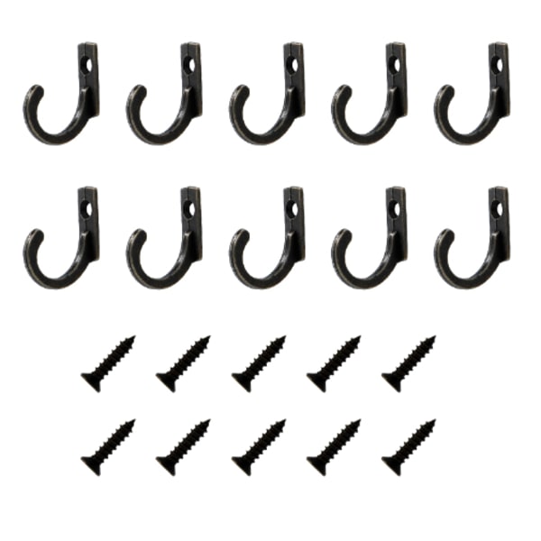 INF Väggkrokar med Skruvar, 10-pack Svart