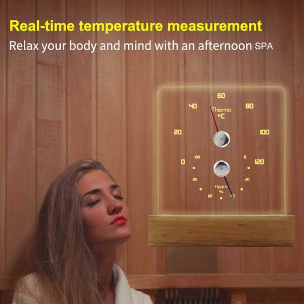 Sauna termometer hygrometer med RGB lys