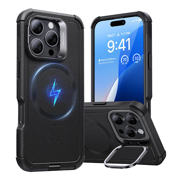 Cyber Tough (HaloLock) ESR cover med stativ til iPhone 16 Pro Max (sort)