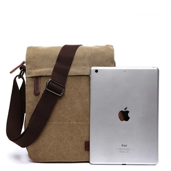 INF Sportig crossbody väska i canvas och läder Svart