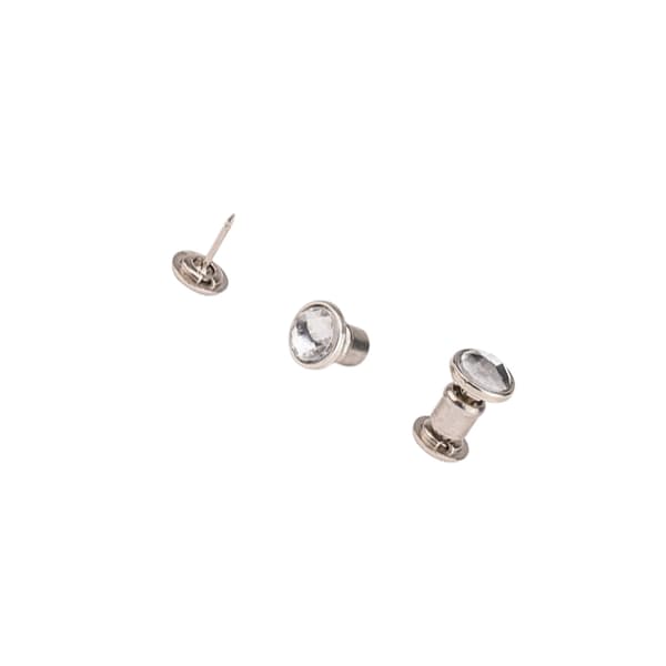 Usynlige Tryklåse, Flad Bagside Rhinestone Runde Knapper (10 stk.) White White