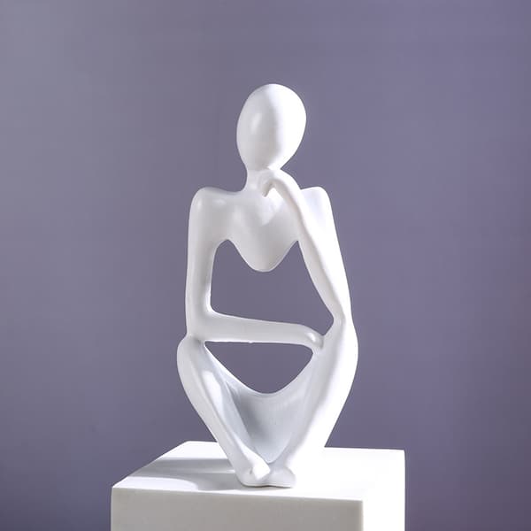 Abstrakt tänkarstaty - Resin heminredningsdekor White White