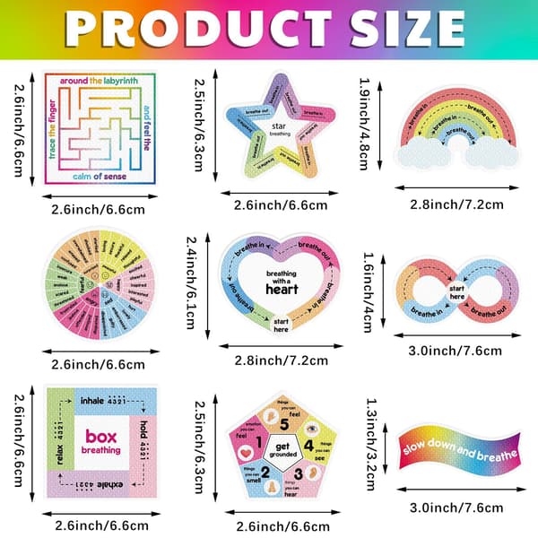 Rainbow Maze Gravel Texture Calming Stickers - 9 Pack