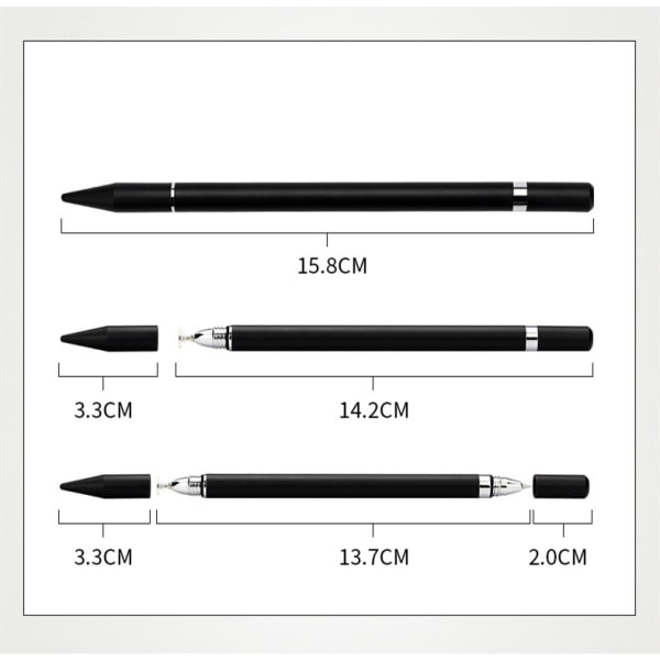 INF 2 i 1 Stylus pen med skrivefunktion Hvid 1-pak