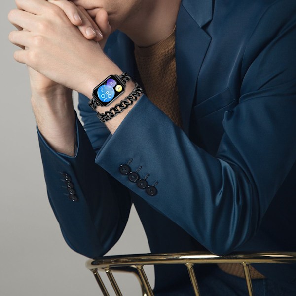 Xiaomi Mi 8 Pro armband i denim med dubbel kedja Svart