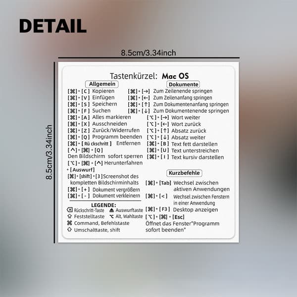 Saksalaiset pikanäppäintarrat Mac OS/Windows/Excel - Tehosta tuottavuuttasi