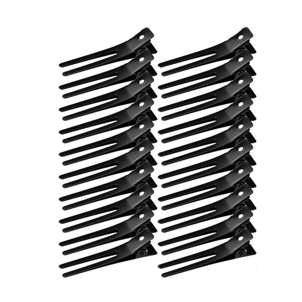 20 st hårklämmor - dubbla metallstylingklämmor Black Black