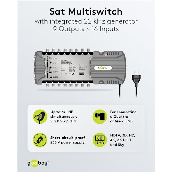 Sat multi-switch 9 ingångar/16 utgångar
