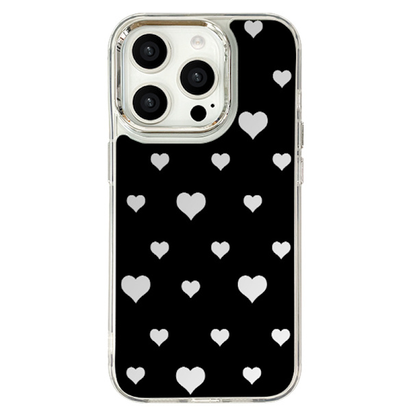 Spejlmalet telefoncover til iPhone 15 Pro Max - Sort hjerte