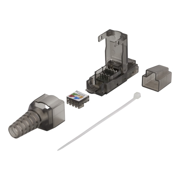 RJ45 plug Cat6A, unshielded, tool-less, grey