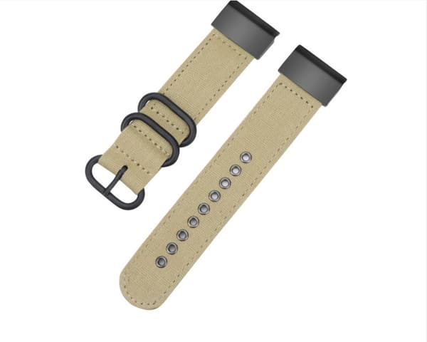 Lærred Quick Release Urrem til Garmin Fenix 7, 6, 5 Serie Khaki Khaki