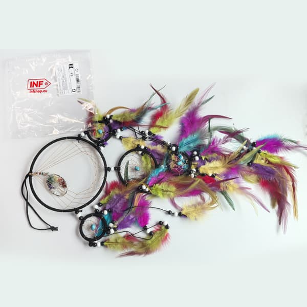 Drømmefanger med fem ringe og krystaller MultiColor MultiColor