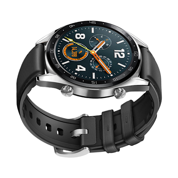 Stilfuld læderurrem til Huawei GT4/Samsung Watch 6 Sort 22 mm