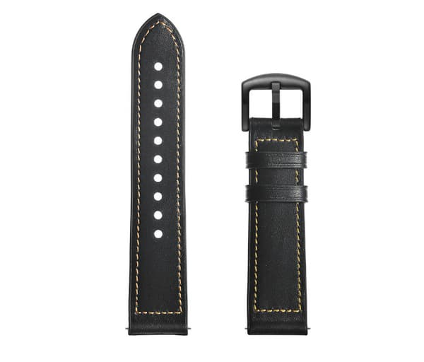 Silikone- og læderrem til Galaxy Watch 3/5 Black 22 mm Black 22 mm