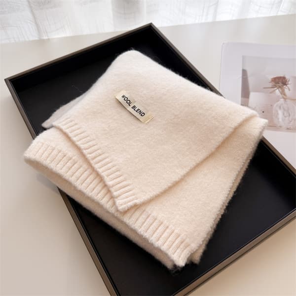 Höst Vinter Varm Halsduk Sjal - Enfärgad Polyester Stickad Nackvärmare White White