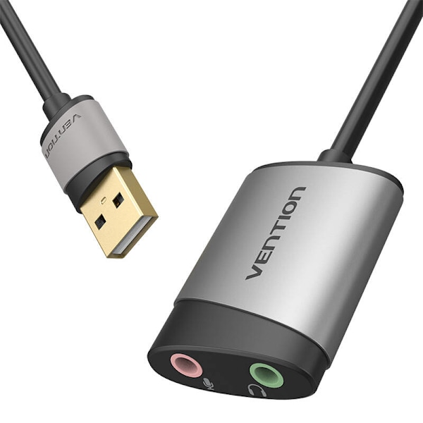Extern USB-ljudkortsventil CDKHB, TRS 3,5 mm, 0,15 m (grå)