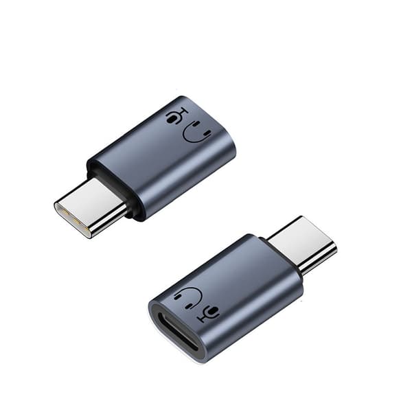 Lightning hun til USB-C han aluminiumslegering hovedtelefonadapter - Direkte stik Grey Grey