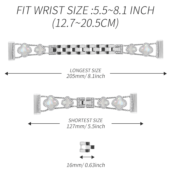Cloverlink-armband för Fitbit Versa 3/4/Sense 2 Silver