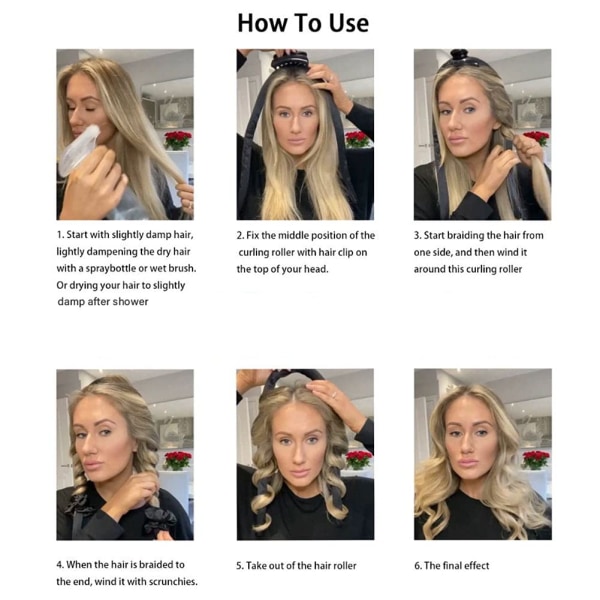 Krølle hår uden varme Sort