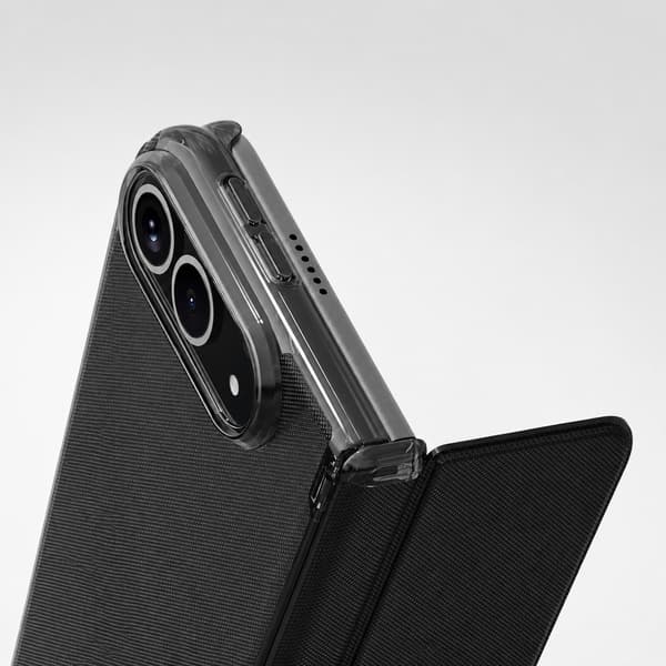 Vikbart mobilskal kompatibelt med iPhone Duo – PU-läder, kortfack och kameralinsskydd Grey Grey