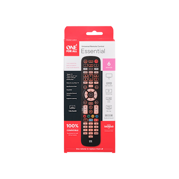 URC 3661 Universal remote Essential6  Antibacteria musta
