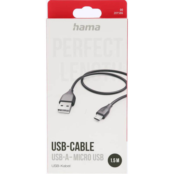 Laddkabel USB-A till Micro-USB Svart 1,5m