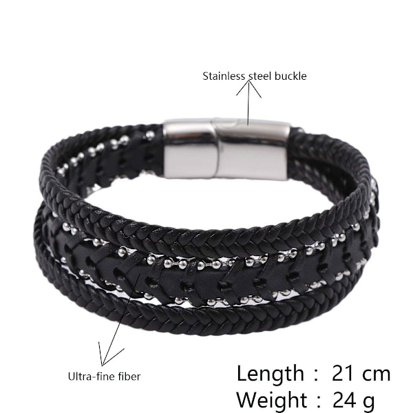 Stilfuldt Flettet Læderarmbånd til Mænd