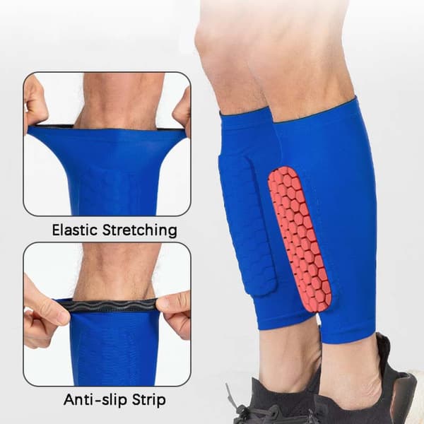 Honeycomb EVA Vadderade Kompressions Vadärmar Strumpor - 4-pack Blue+Black M Blue+Black M