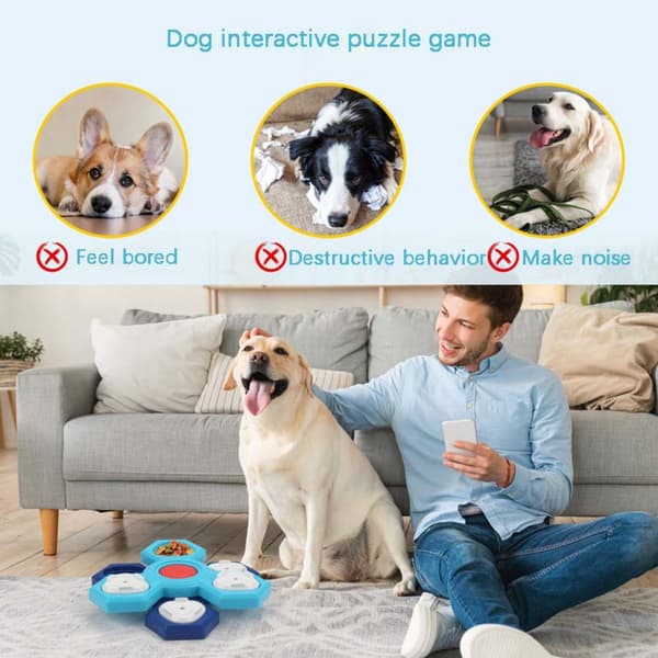 Interaktiv Hundeskål med Fire Lag - Roterende Puzzle Foderautomat til Hunde - Fremmer Langsom Spisning
