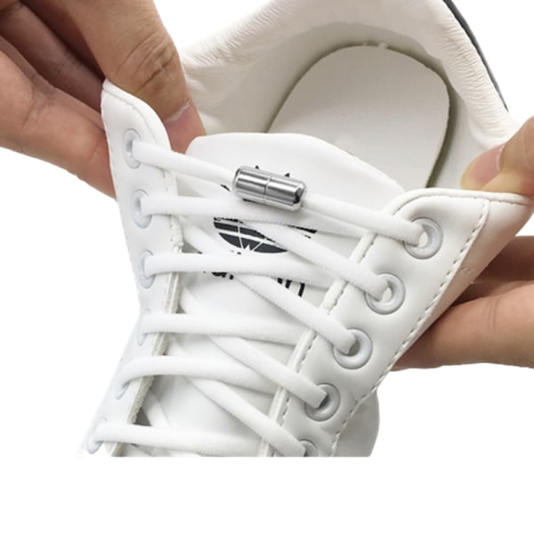 Bindningsfri elastiske snørebånd med lås 1 par Hvid