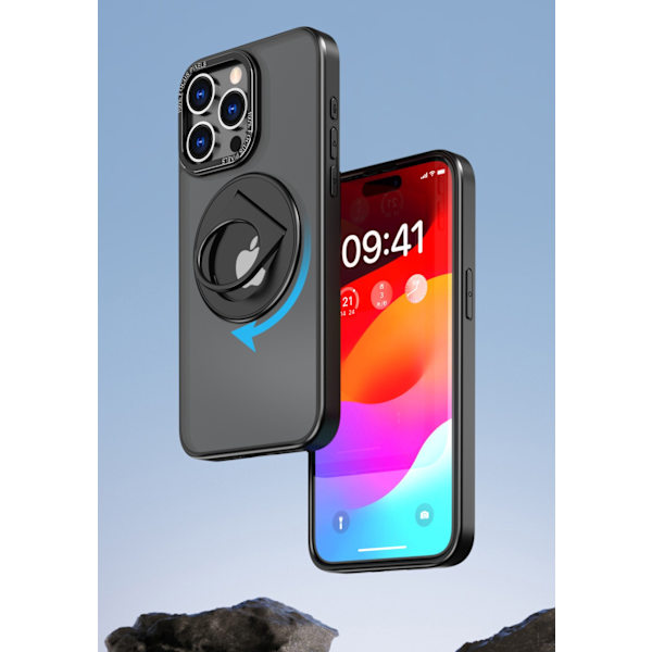 Magnetiskt skyddande telefonfodral med osynligt stativ som är kompatibelt med iPhone iPhone 14 Pro Max Svart