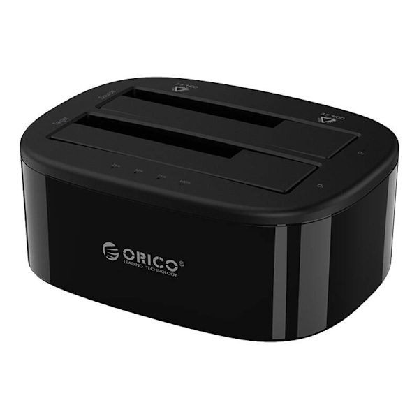 Orico-telakointiasema 2,5" / 3,5" HDD:lle / SSD:lle, 5Gbps, USB-C - USB-C/A kloonaustoiminnolla (musta)