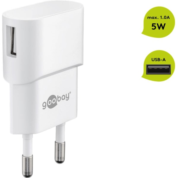 USB-A-laddare (5 W) vit