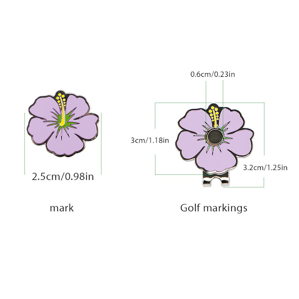 Golfhatklemme med magnetisk boldmarkør Lilla