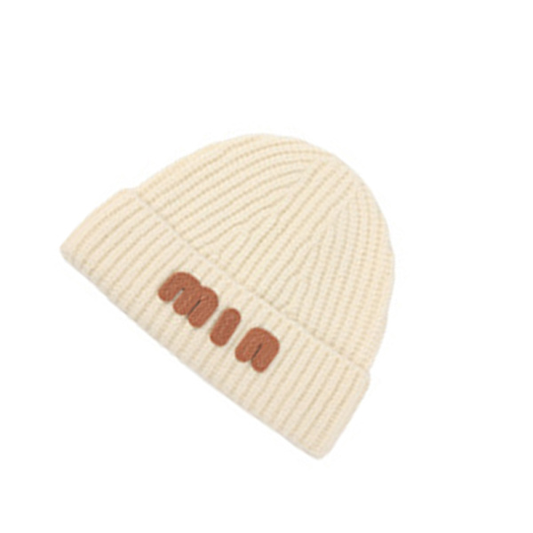 Strikket beanie hue Hvid