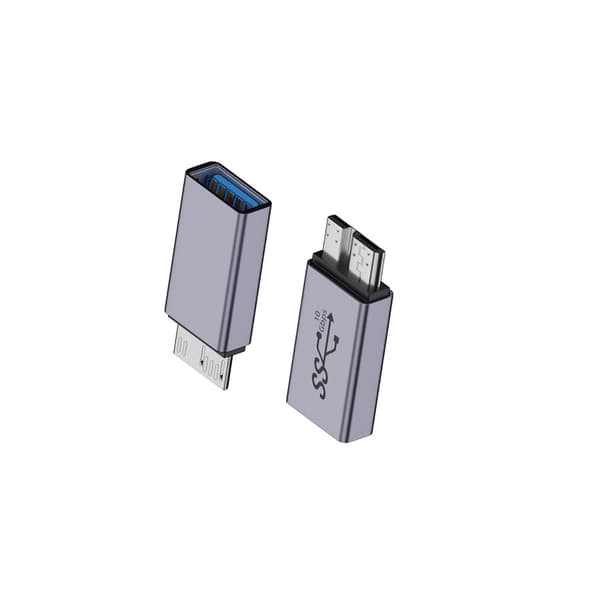 2 kpl USB A naaras - Micro B uros -sovitin - Alumiiniseosmuunnin