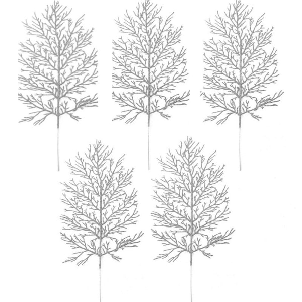 Konstgjorda filigrana blad juldekoration 5-pack Silver