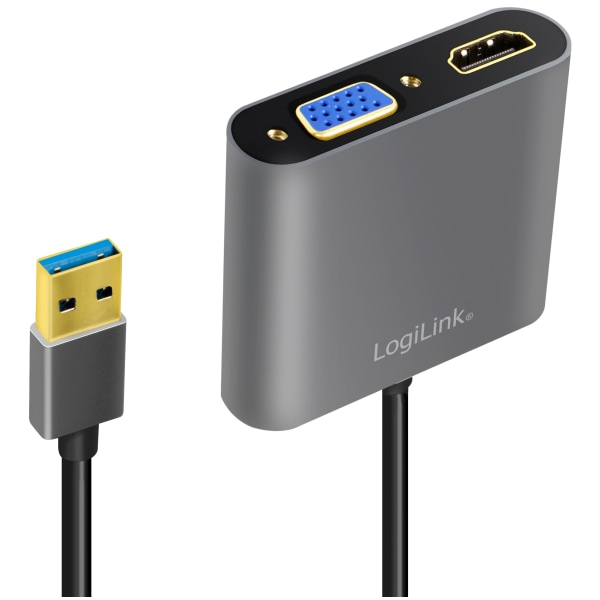LogiLink USB-A 3.0 -> HDMI-Hona + VGA-Hona Adapter