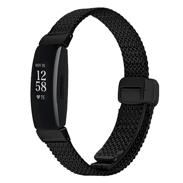 Milanese armband i rostfritt stål för Fitbit Inspire 1/HR/Inspire 2 Svart