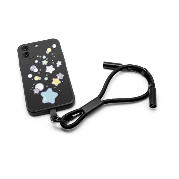 Justerbart Lanyard Opladerkabel - Bærbar Data Synkronisering Black Black