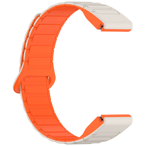 Garmin Fenix 5/6/7/8 Quick Release magnetiskt klockarmband Vit+orange 20 mm