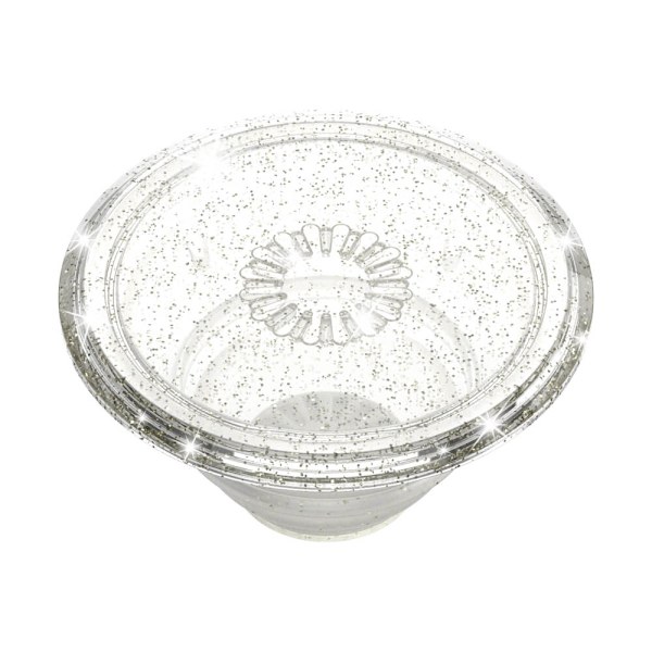 POPSOCKETS Clear Glitter Silver Avtagbart Grip med Ställfunktion