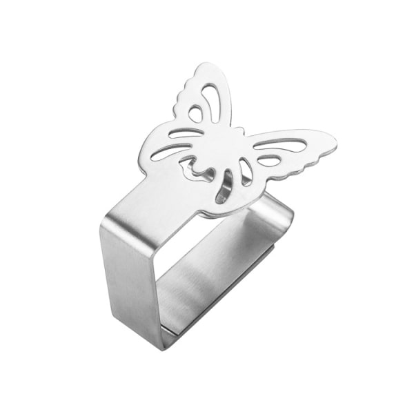 Dukklämmor / dukhållare med fjäril 4-pack Silver Silver