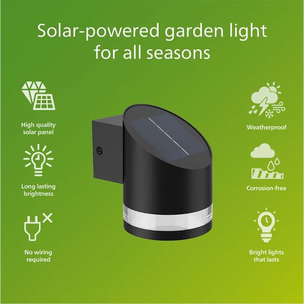 Fyve væglampe vinklet solcelle ultra effektiv LED 200 lm sort