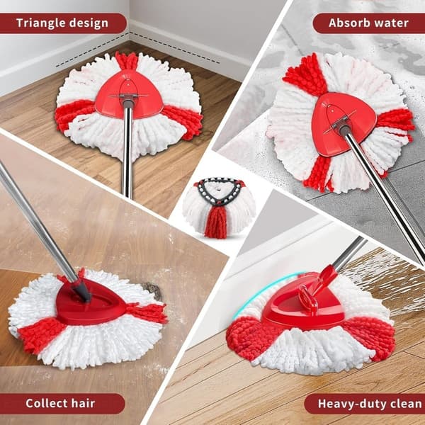 Mikrofiber moppehoved erstatning 15-huls spin moppehoved kompatibel med O-Cedar EasyWring RinseClean til køkken, badeværelse og kontor, 5-pak multifar