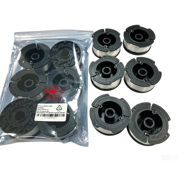 6-pack trådspolar för Black & Decker grästrimmer Black Black