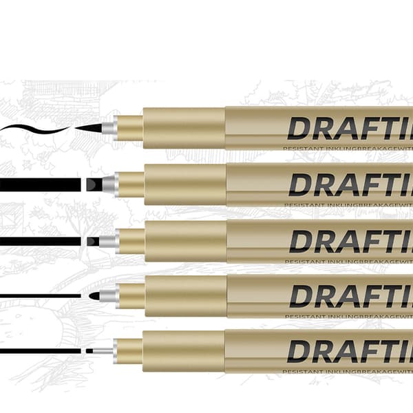 Precision Fineliner Pen Set Svarta Pennor för Ritning 6-piece