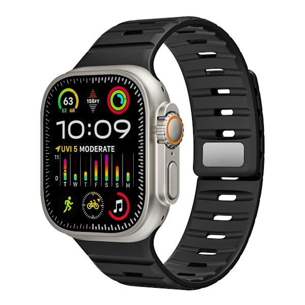 Magnetisk silikonearmbånd til Apple Watch - Sort/Orange (38/40/41mm) Orange