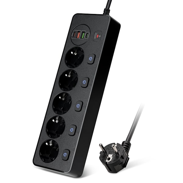 BKL-505 EU Snabbladdande Power Strip Svart