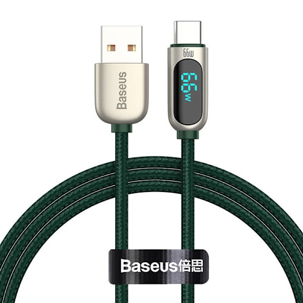 Baseus Displaykabel USB till Type-C, 66W, 1m (grön)